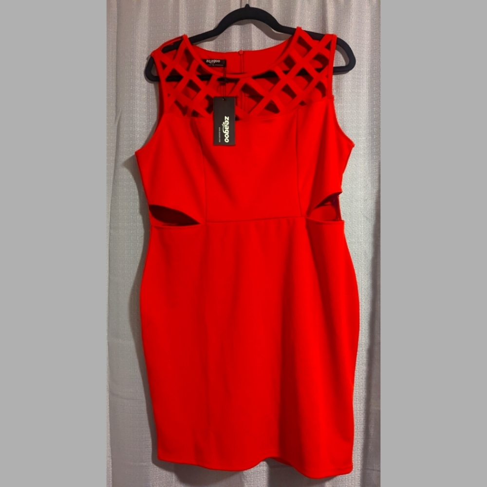 Zeagoo Red Cut Out Dress XL